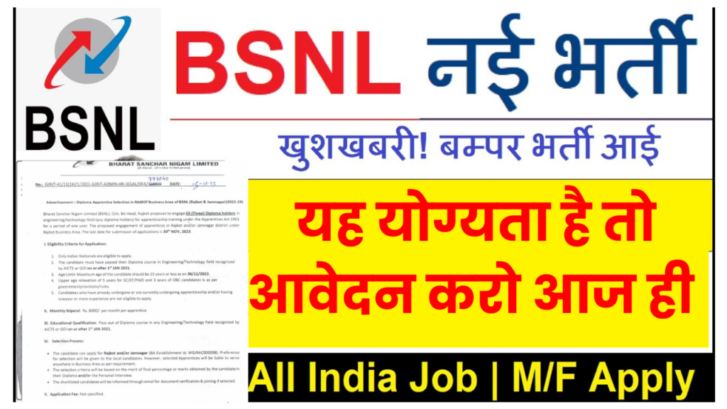 BSNL Vacancy Notification